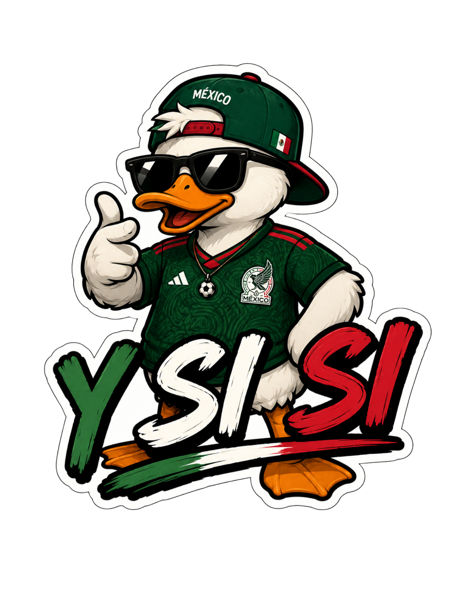 Mexico Soccer Duck UV Printed Sticker | Y Si Si | World Cup | El Tri Pato Fan Gift