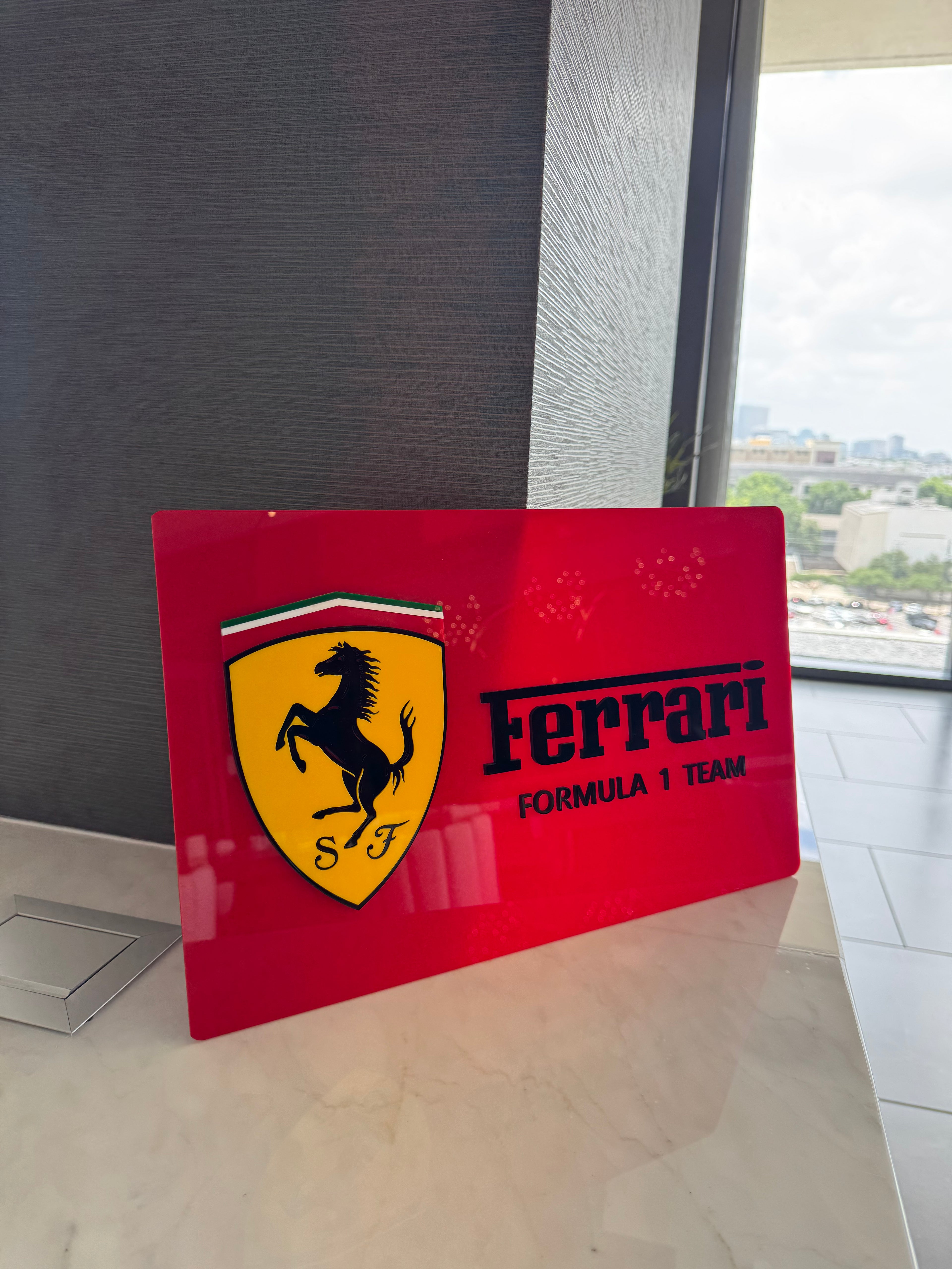 Ferrari Inspired Acrylic Wall Sign | Layered Racing Garage Decor | Motorsport Wall Art