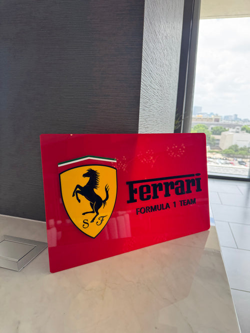 Ferrari Inspired Acrylic Wall Sign | Layered Racing Garage Decor | Motorsport Wall Art
