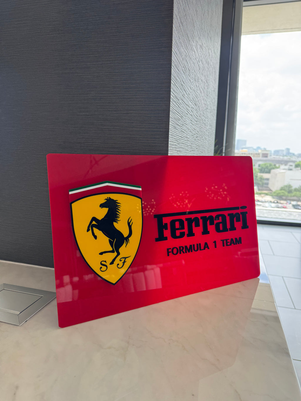 Ferrari Inspired Acrylic Wall Sign | Layered Racing Garage Decor | Motorsport Wall Art
