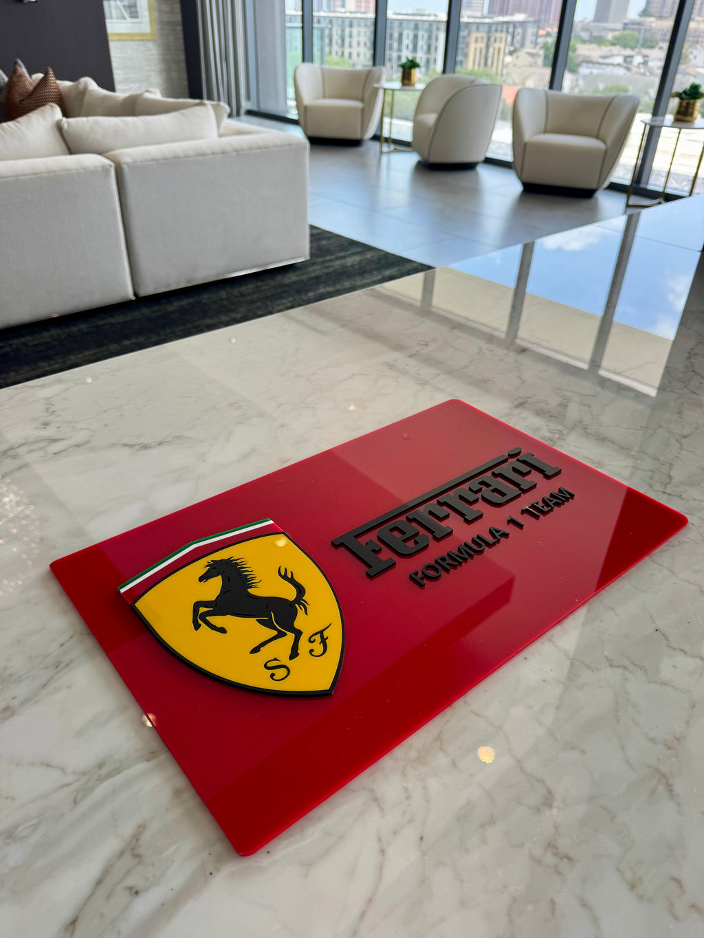 Ferrari Inspired Acrylic Wall Sign | Layered Racing Garage Decor | Motorsport Wall Art