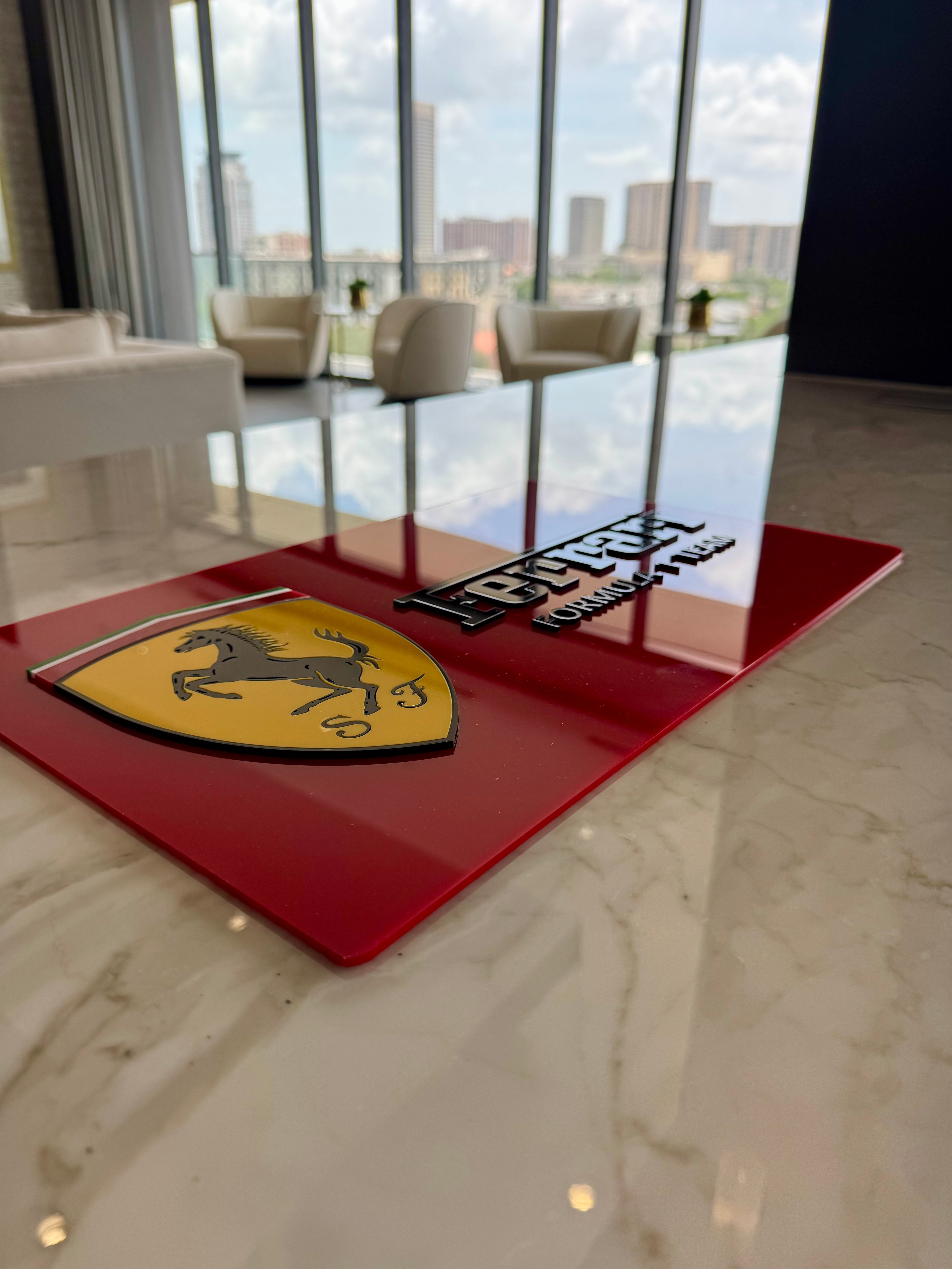 Ferrari Inspired Acrylic Wall Sign | Layered Racing Garage Decor | Motorsport Wall Art