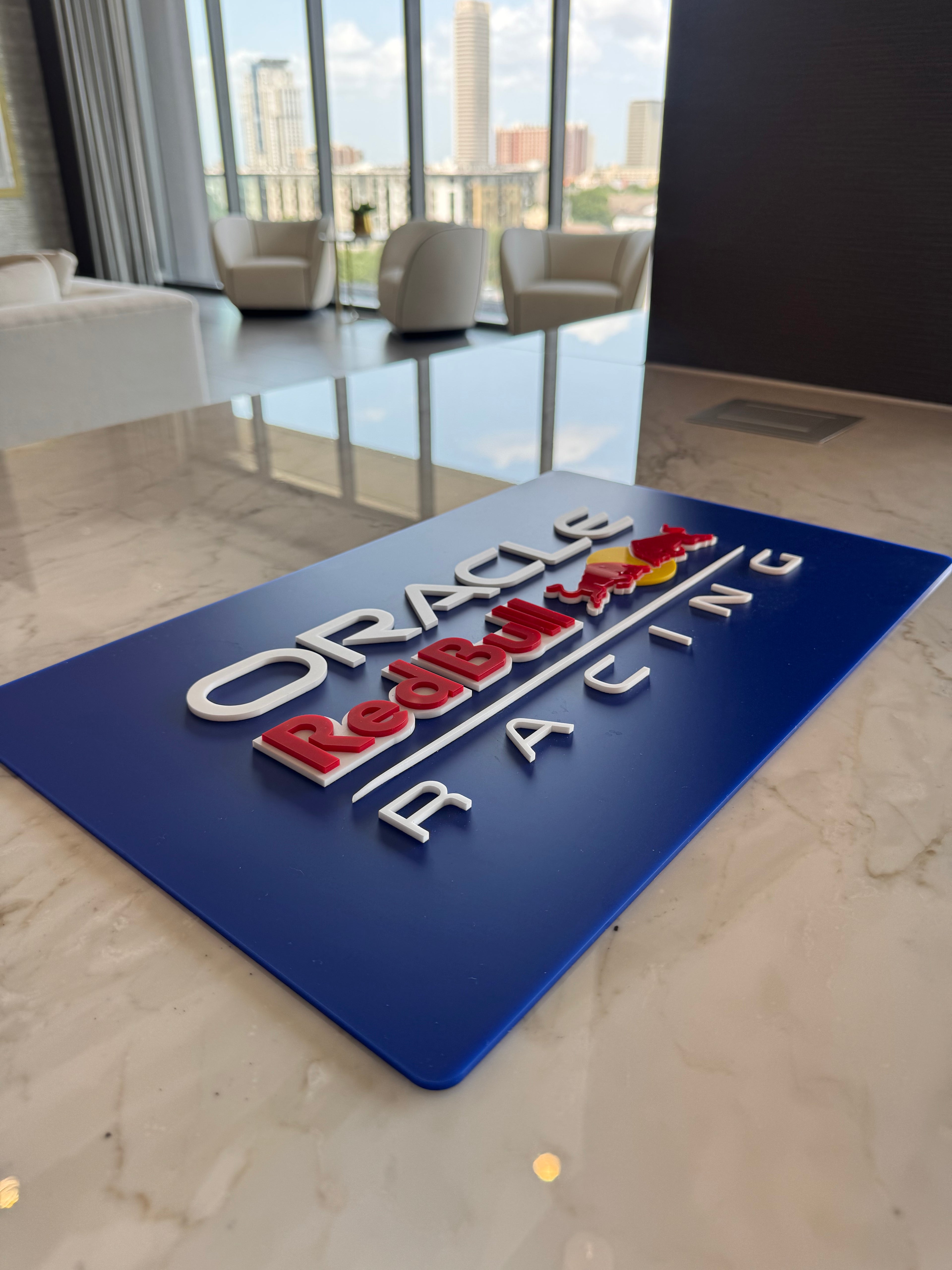 Red Bull Racing Inspired Acrylic Wall Sign | Formula 1 Garage Decor | Layered Racing Wall Art